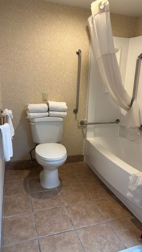 Room, 1 Queen Bed, Accessible, Non Smoking (Bathtub w/ Grab Bars) | Bathroom | Free toiletries, hair dryer, towels, soap
