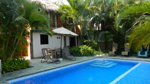 Outdoor pool, pool umbrellas