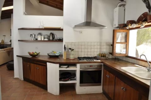 Deluxe Villa | Private kitchen | Fridge, microwave, oven, stovetop