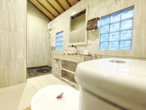 Deluxe Room | Bathroom | Designer toiletries, hair dryer, bathrobes, slippers