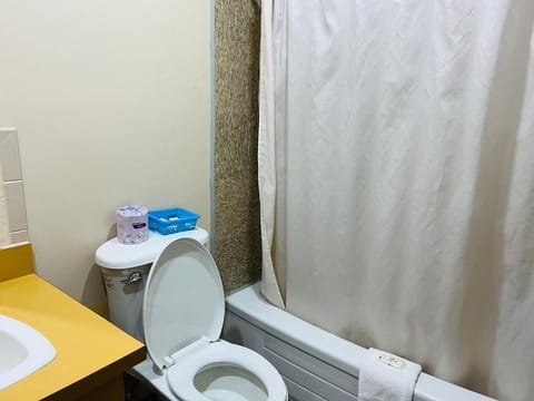 Basic Suite, 1 Queen Bed, Private Bathroom | Bathroom | Hair dryer, towels, soap, shampoo