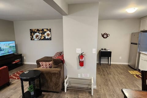 View of living space & kitchen