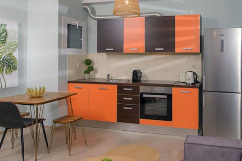 City Apartment | Private kitchen | Full-size fridge, oven, stovetop, coffee/tea maker