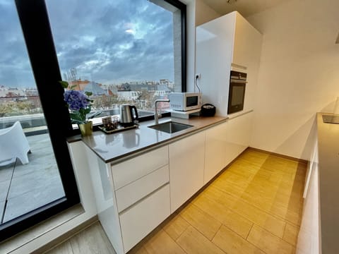 Deluxe Apartment, 2 Bedrooms | Private kitchen | Fridge, oven, stovetop, electric kettle