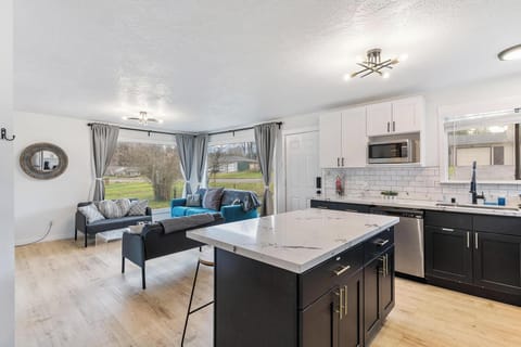 Blue sofa also sleeps 1