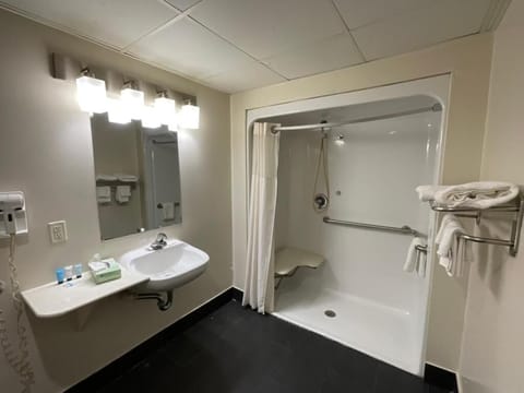 Double Room, 2 Queen Beds, Accessible, Smoking | Bathroom shower