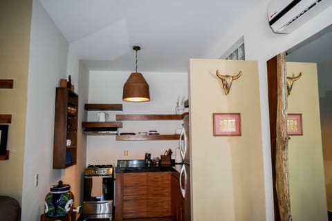 Apartment | Private kitchen | Full-size fridge, microwave, oven, stovetop