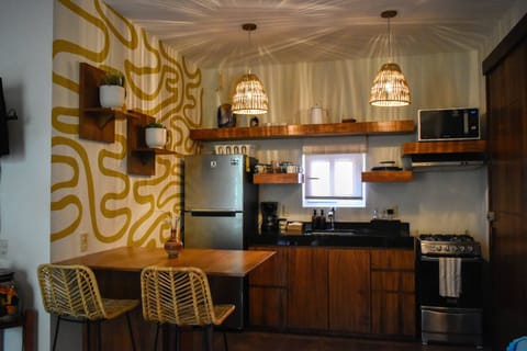 Apartment | Private kitchen | Full-size fridge, microwave, oven, stovetop