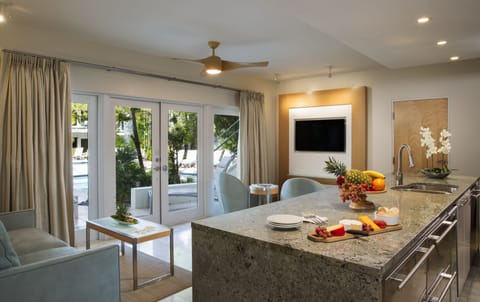Luxury 2 Bedroom Poolview Flat Suite | Private kitchen | Fridge, microwave, coffee/tea maker, electric kettle