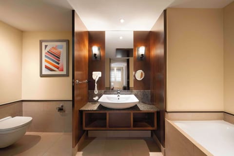 Junior Suite (Lounge Access) | Bathroom | Shower, eco-friendly toiletries, hair dryer, bidet