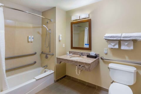 Standard Room, 1 Queen Bed, Accessible, Non Smoking | Bathroom | Combined shower/tub, hair dryer, towels, soap