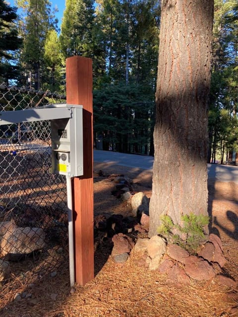 RV power bank next to driveway
