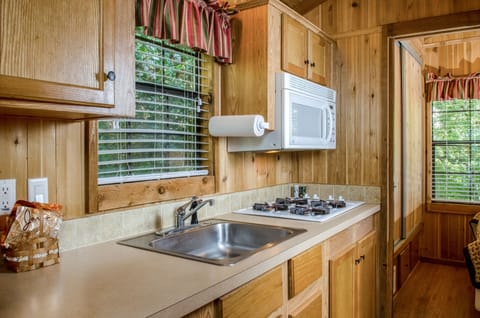 Fridge, microwave, stovetop, toaster