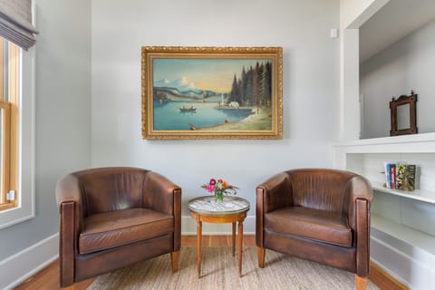 Early 1900s painting of the Oregon countryside in the parlor.