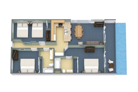 Paradise Oceanfront Deluxe Three Bedroom Condo 2K2Q | Floor plan