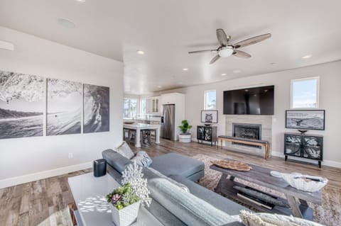 Large living room for family and friends to gather.