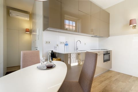 Deluxe Apartment | Private kitchen | Mini-fridge, oven, stovetop, espresso maker