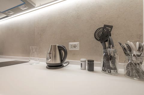 Comfort Apartment | Private kitchen | Full-size fridge, dishwasher, coffee/tea maker, electric kettle