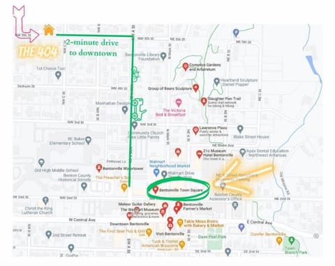 The 404 is a two-minute drive to downtown!