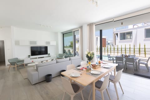 Living room and dining area