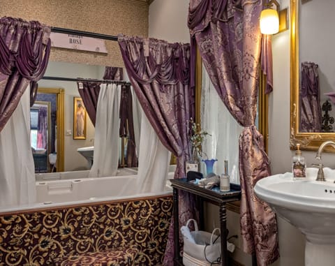 The Amethyst Luxury Suite | Bathroom | Designer toiletries, hair dryer, bathrobes, towels