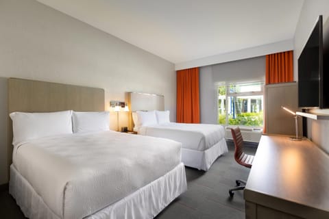 Deluxe Room, 2 Queen Beds, Pool View | Hypo-allergenic bedding, Select Comfort beds, in-room safe, desk