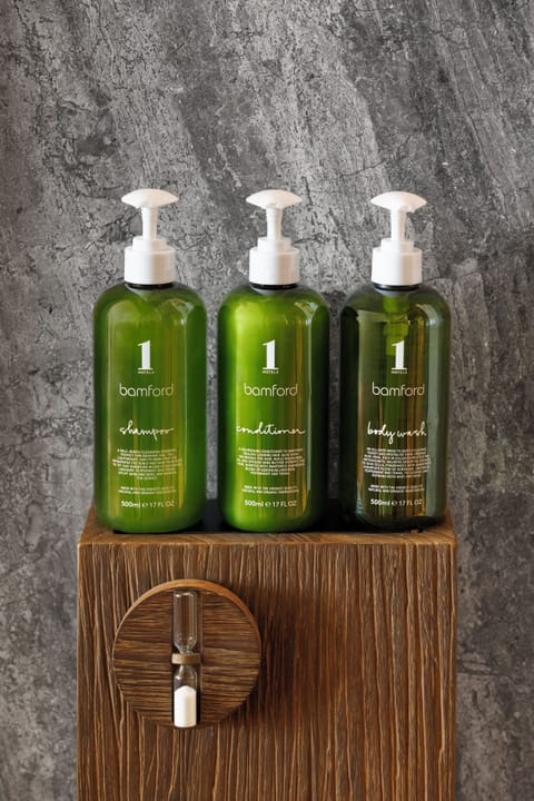 Eco-friendly toiletries, hair dryer, bathrobes, slippers