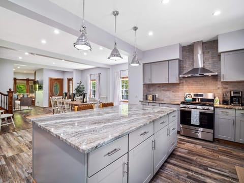 The kitchen is fully stocked with absolutely everything you will need during your time here! You will find it the perfect spot to cook up some tasty meals for the crew!