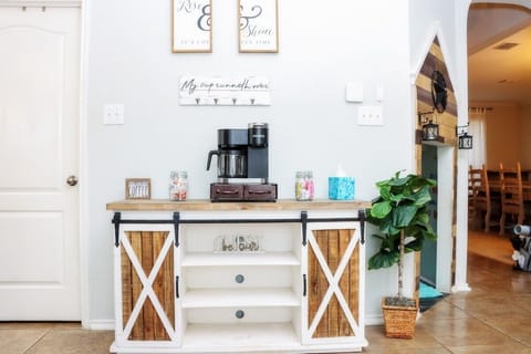 Get your caffeine fix in style at our coffee bar! Whether you need a morning pick-me-up or an afternoon boost, our coffee bar and cozy atmosphere will energize your senses and leave you feeling ready to take on the day!