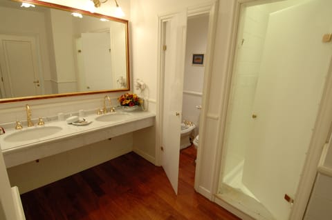 Shower, free toiletries, hair dryer, bidet