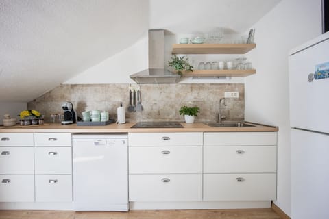 Family Apartment | Private kitchen | Full-size fridge, stovetop, dishwasher, espresso maker