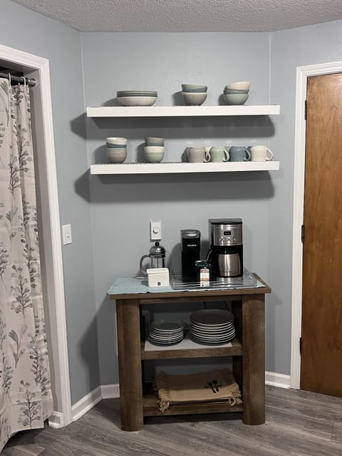 Coffee bar essentials-coffee maker, Keurig maker, french press provided.