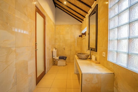 Family Triple Room, Pool View | Bathroom | Shower, rainfall showerhead, free toiletries, hair dryer