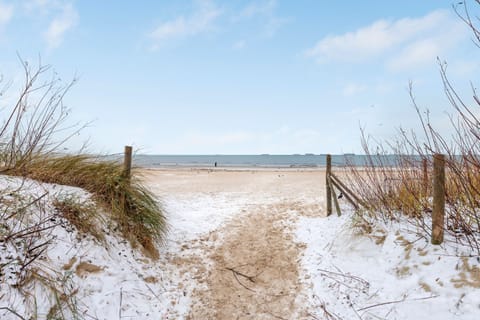 On the beach, white sand