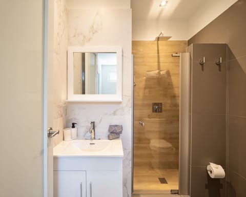 City Room | Bathroom | Shower, rainfall showerhead, hair dryer, towels