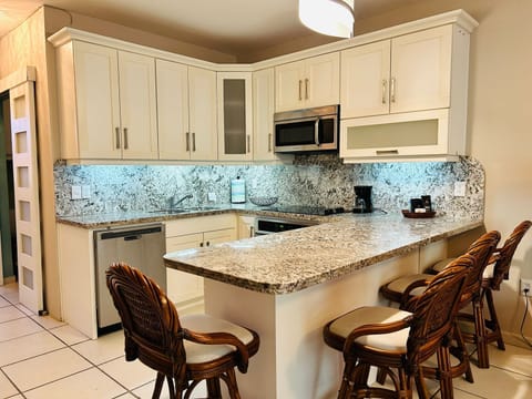 Elite Apartment | Private kitchen | Microwave, stovetop, cookware/dishes/utensils