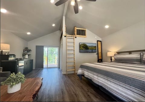 Comfort Cabin B, 1 Bedroom, Balcony, River View | Living area | Flat-screen TV