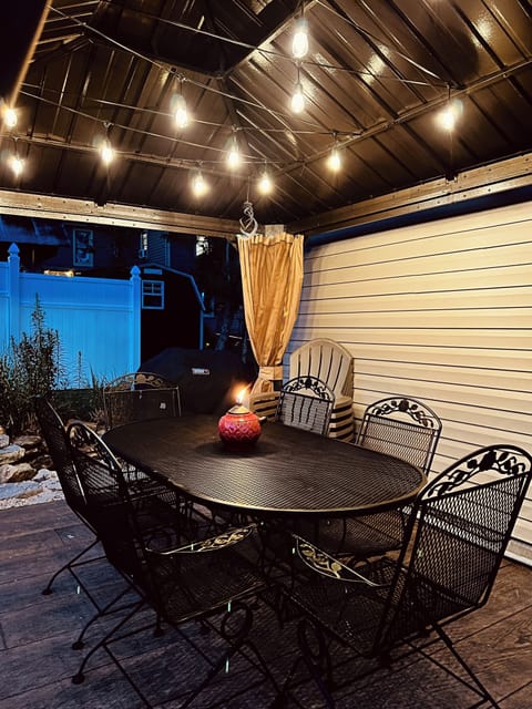 Gathering space under the gazebo lights