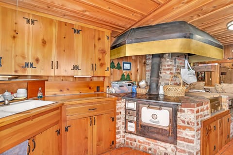 Cabin, Multiple Beds, Fireplace, Mountain View (Rustic Knotty Pine) | Private kitchen | Fridge, microwave, oven, stovetop