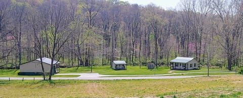 Polebarn, bunkhouse, outhouse, main cabin