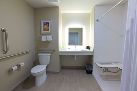 Standard Room, 2 Queen Beds, Accessible (Roll-In Shower) | Bathroom | Hair dryer, towels