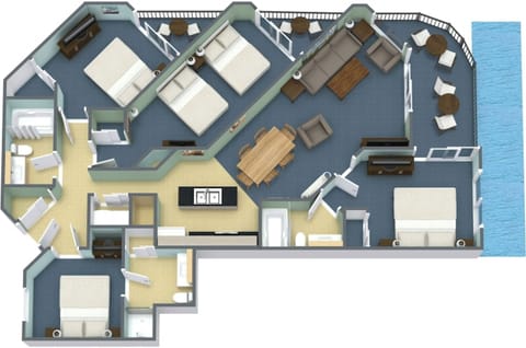 Oceanfront Four Bedroom Condo | Floor plan