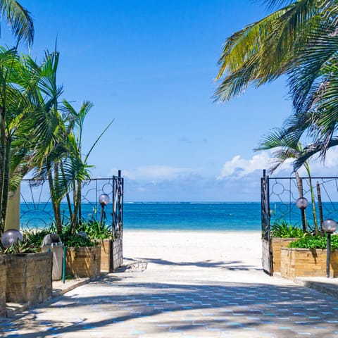 On the beach, white sand