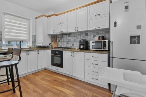 Family Apartment | Private kitchen | Full-size fridge, microwave, oven, stovetop