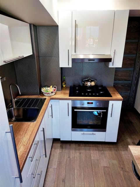 Family Apartment, Kitchen | Private kitchen | Full-size fridge, oven, stovetop, electric kettle