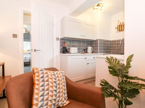 Fridge, electric kettle, toaster, cookware/dishes/utensils