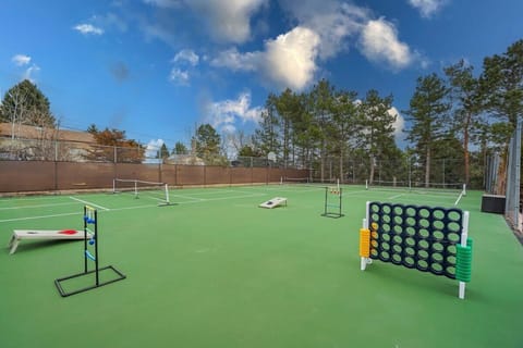 Perfect for outdoor games lover, 3 full-size Pickleball courts complete with the Pickleball equipment, which you rarely find on an Airbnb!