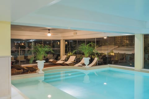 Indoor pool, pool umbrellas