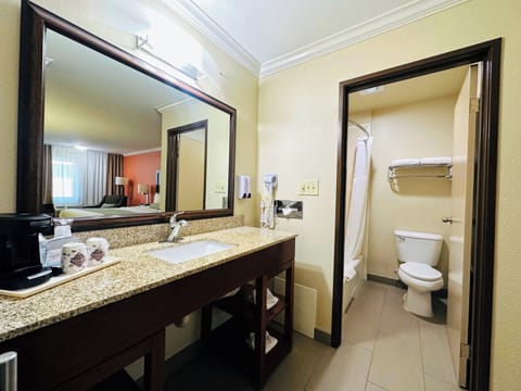 Eco-friendly toiletries, hair dryer, towels, soap