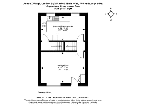 Floor plan of ground floor | Anne’s Cottage, New Mills